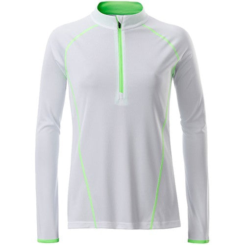 Maillot_running_Femme_blanc_vert_vif_Devant_JN497_CYBER25.jpg
