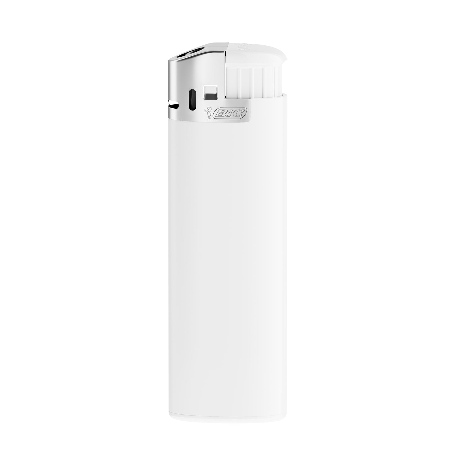 Corps blanc opaque, base blanche, poussoir blanc, capot chrome