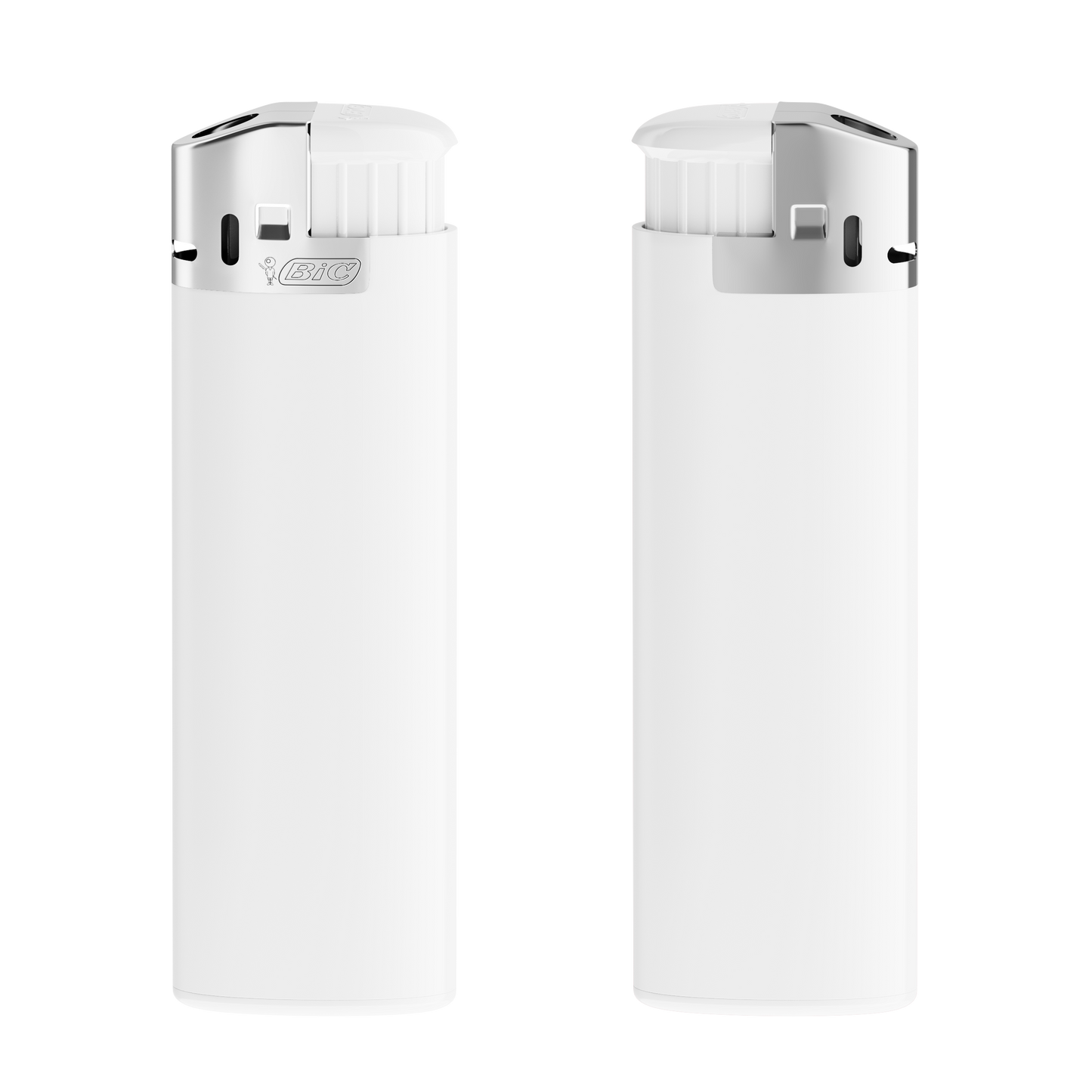 Corps blanc opaque, base blanche, poussoir blanc, capot chrome