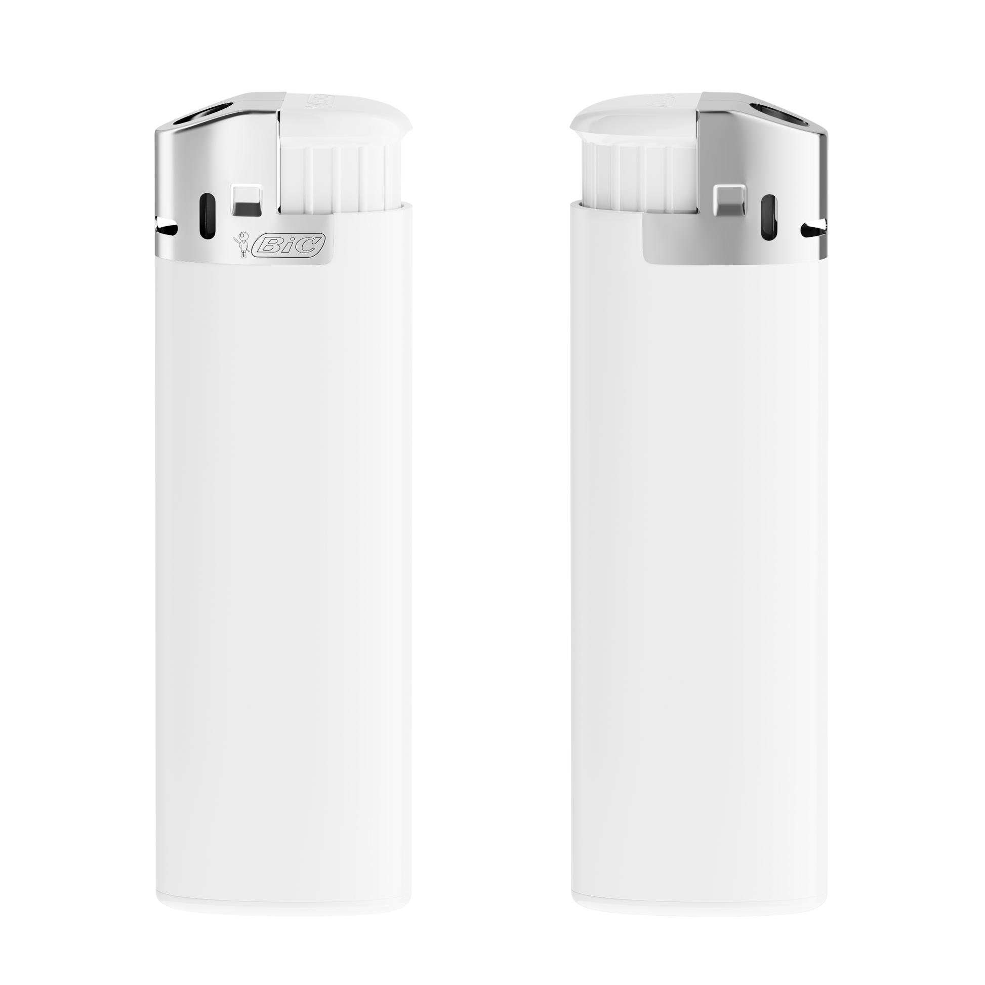 Corps blanc opaque, base blanche, poussoir blanc, capot chrome