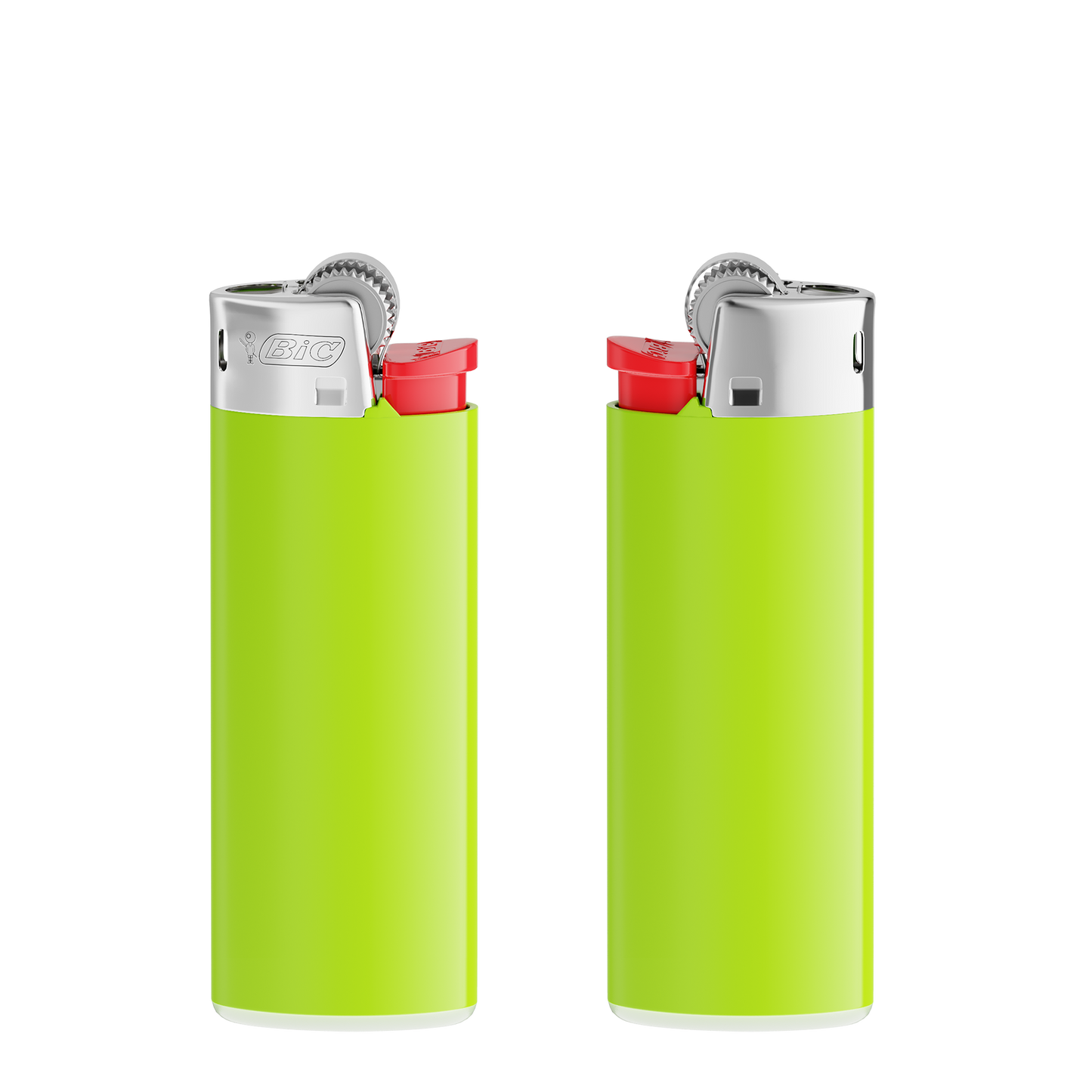 Corps vert pomme / base blanche / poussoir rouge / capot chrome