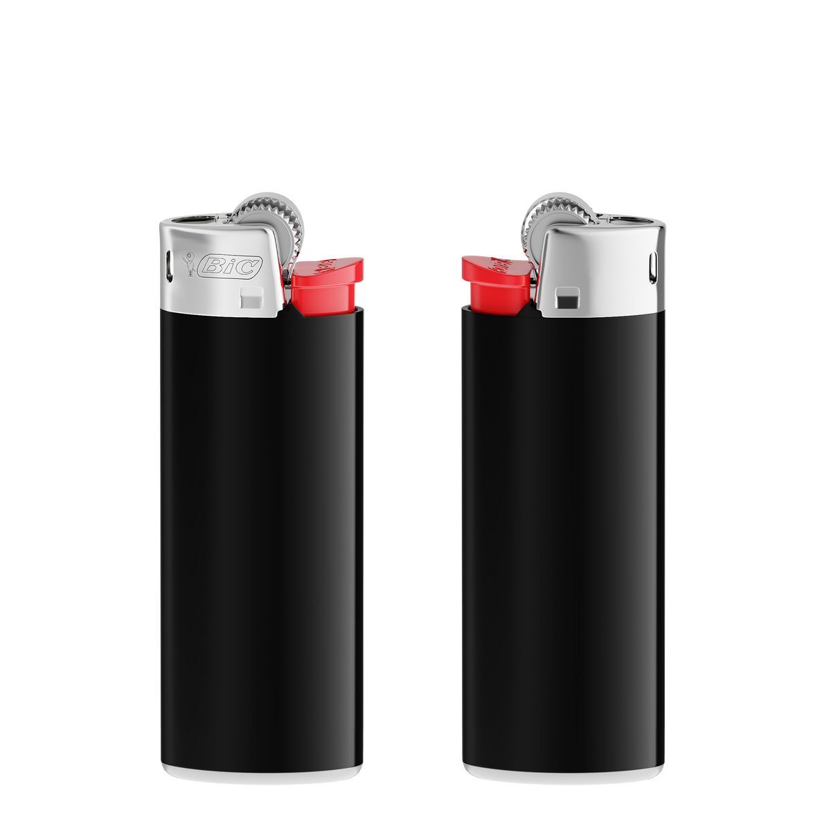 Corps noir / base blanche / poussoir rouge / capot chrome