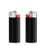 Corps noir / base blanche / poussoir rouge / capot chrome