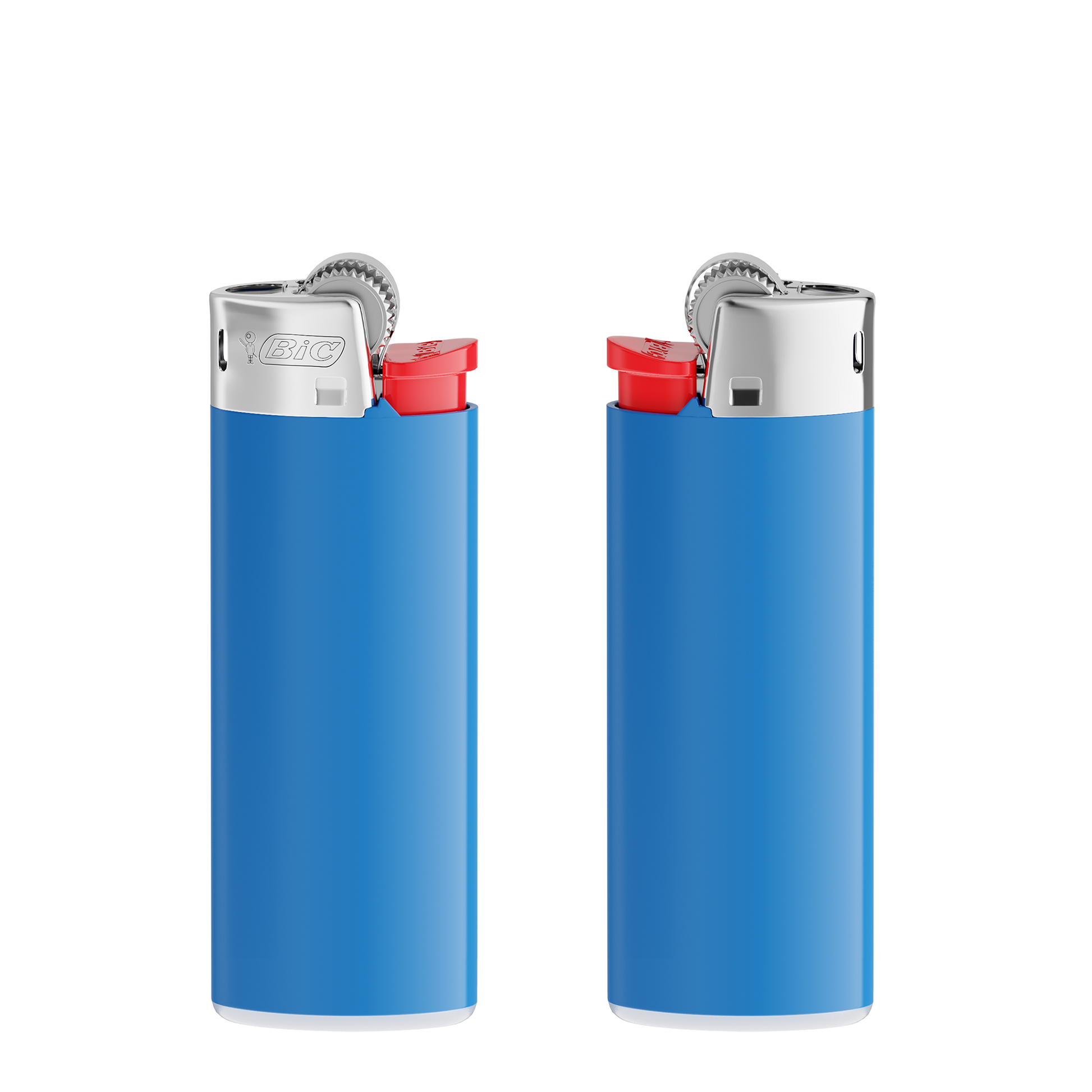 Corps bleu - base blanche - poussoir rouge - capot chrome