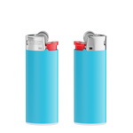 Corps bleu clair - base blanche - poussoir rouge - capot chrome