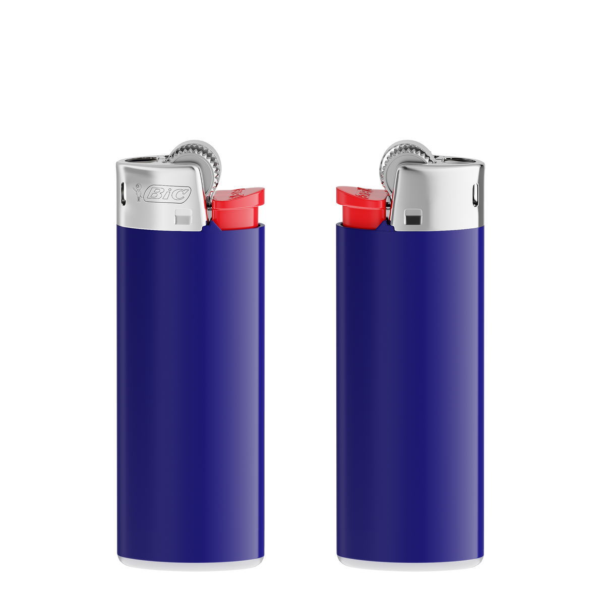 Corps bleu foncé - base blanche - poussoir rouge - capot chrome
