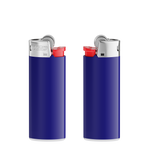 Corps bleu foncé - base blanche - poussoir rouge - capot chrome