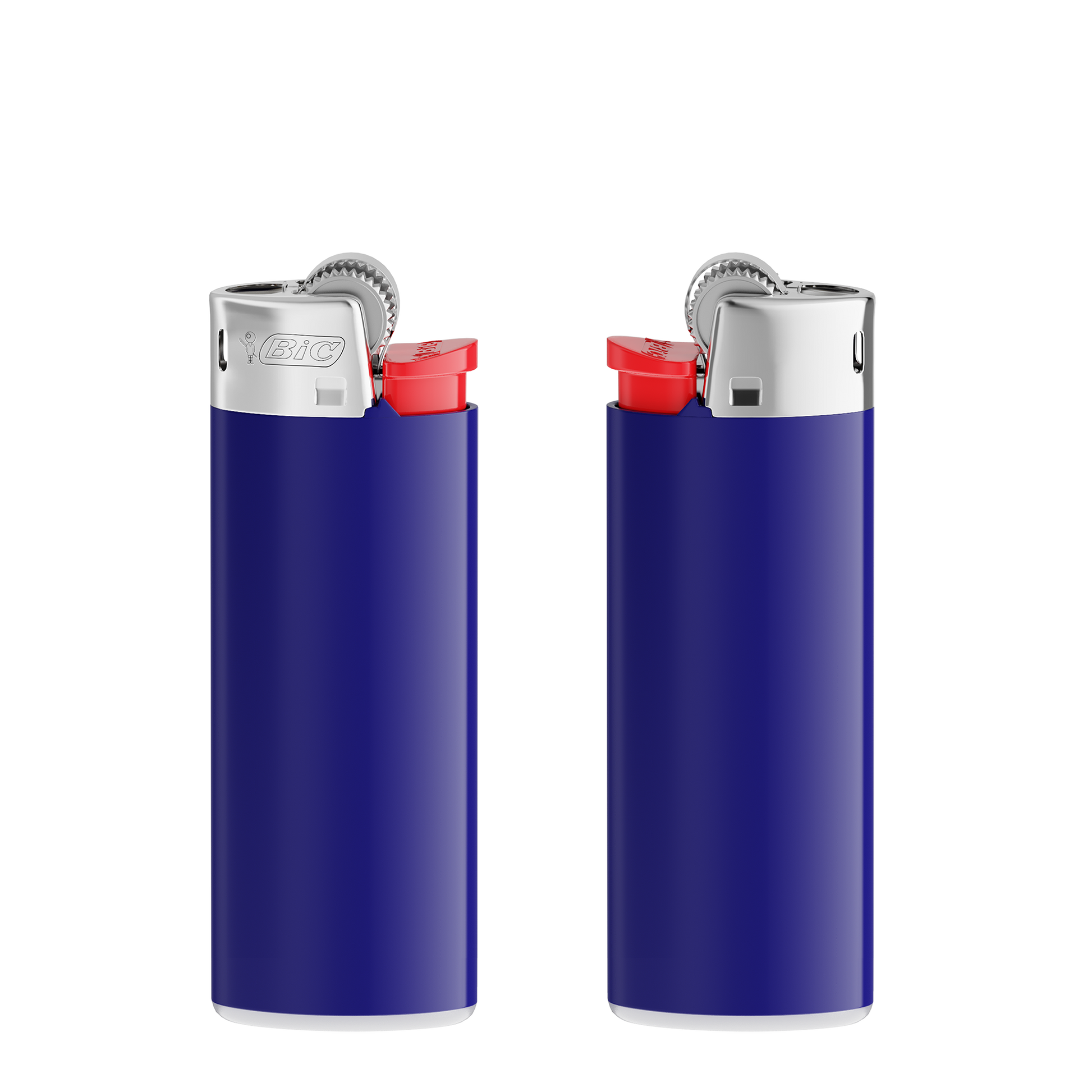 Corps bleu foncé - base blanche - poussoir rouge - capot chrome