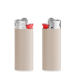 Corps gris chaud - base blanche - poussoir rouge - capot chrome