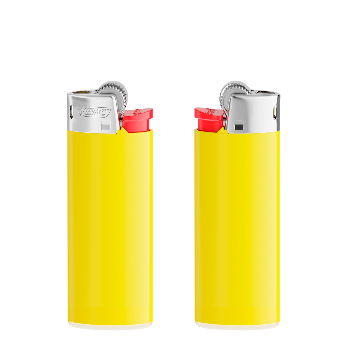 Corps jaune clair - base blanche - poussoir rouge - capot chrome