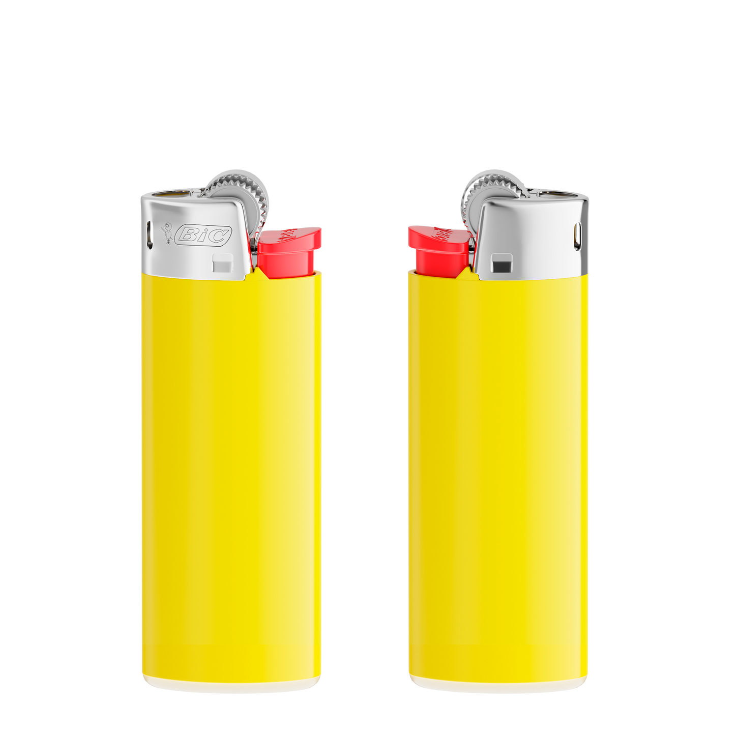 Corps jaune clair - base blanche - poussoir rouge - capot chrome