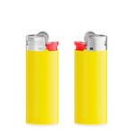 Corps jaune clair - base blanche - poussoir rouge - capot chrome