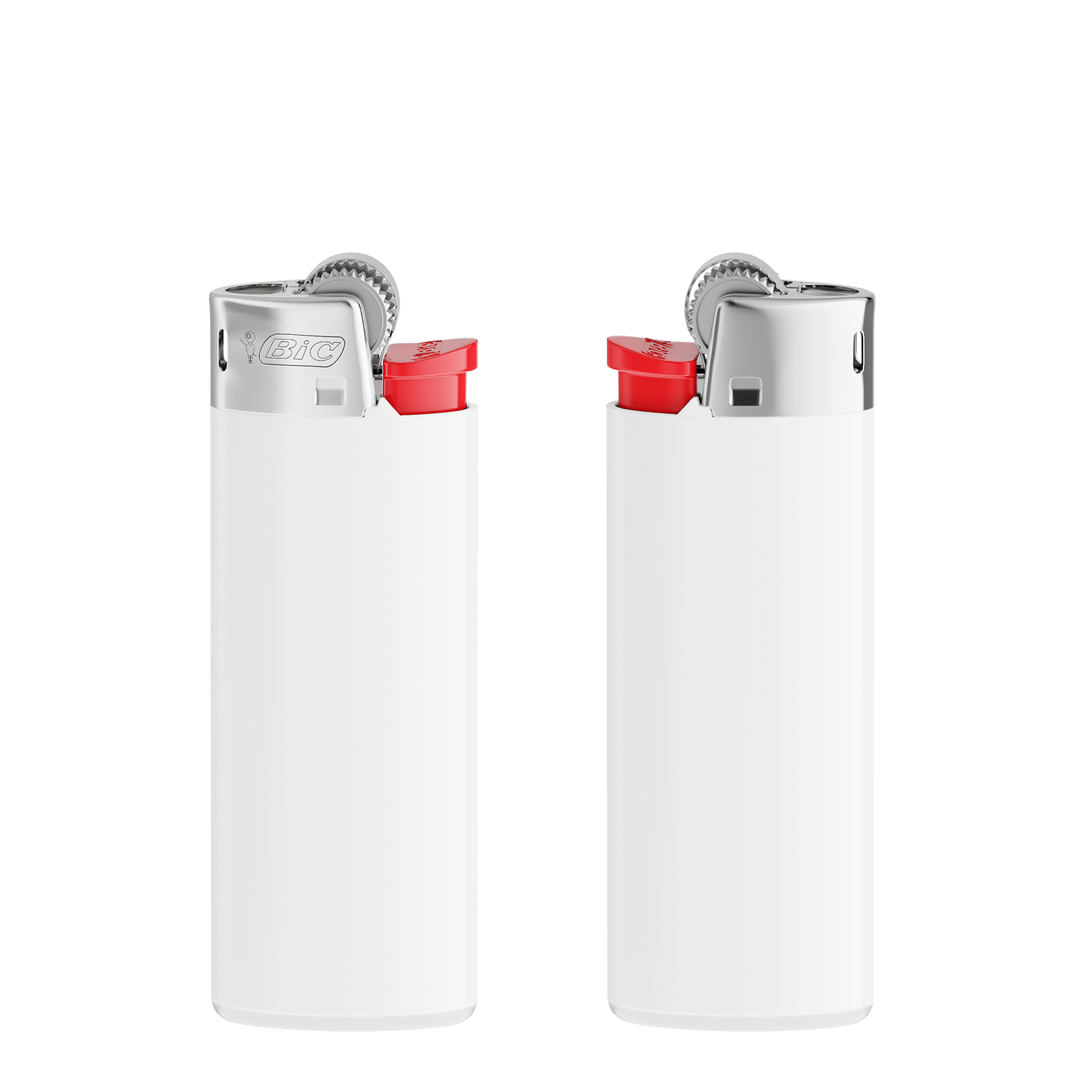 Corps blanc opaque - base blanche - poussoir rouge - capot chrome