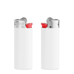 Corps blanc opaque - base blanche - poussoir rouge - capot chrome