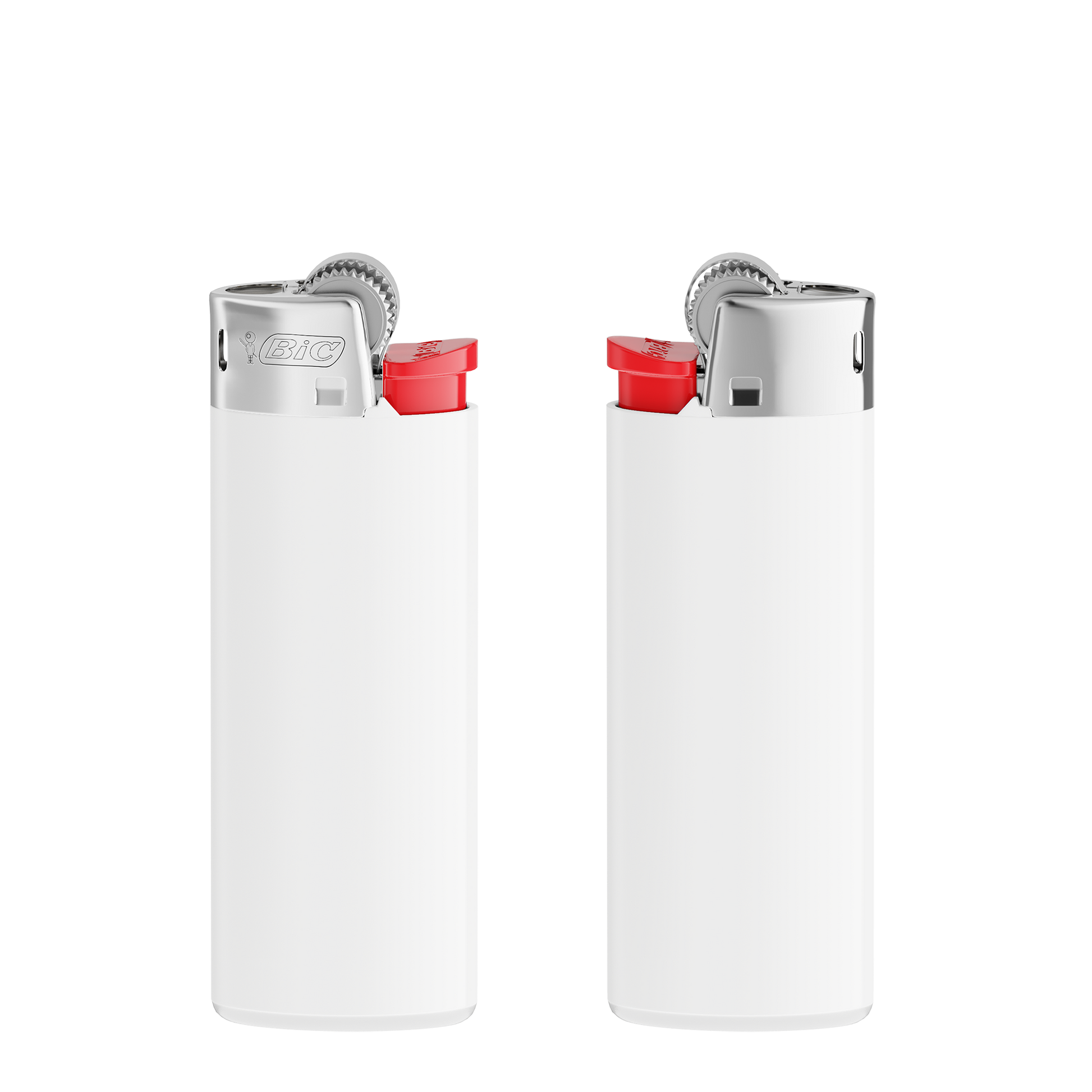 Corps blanc opaque - base blanche - poussoir rouge - capot chrome