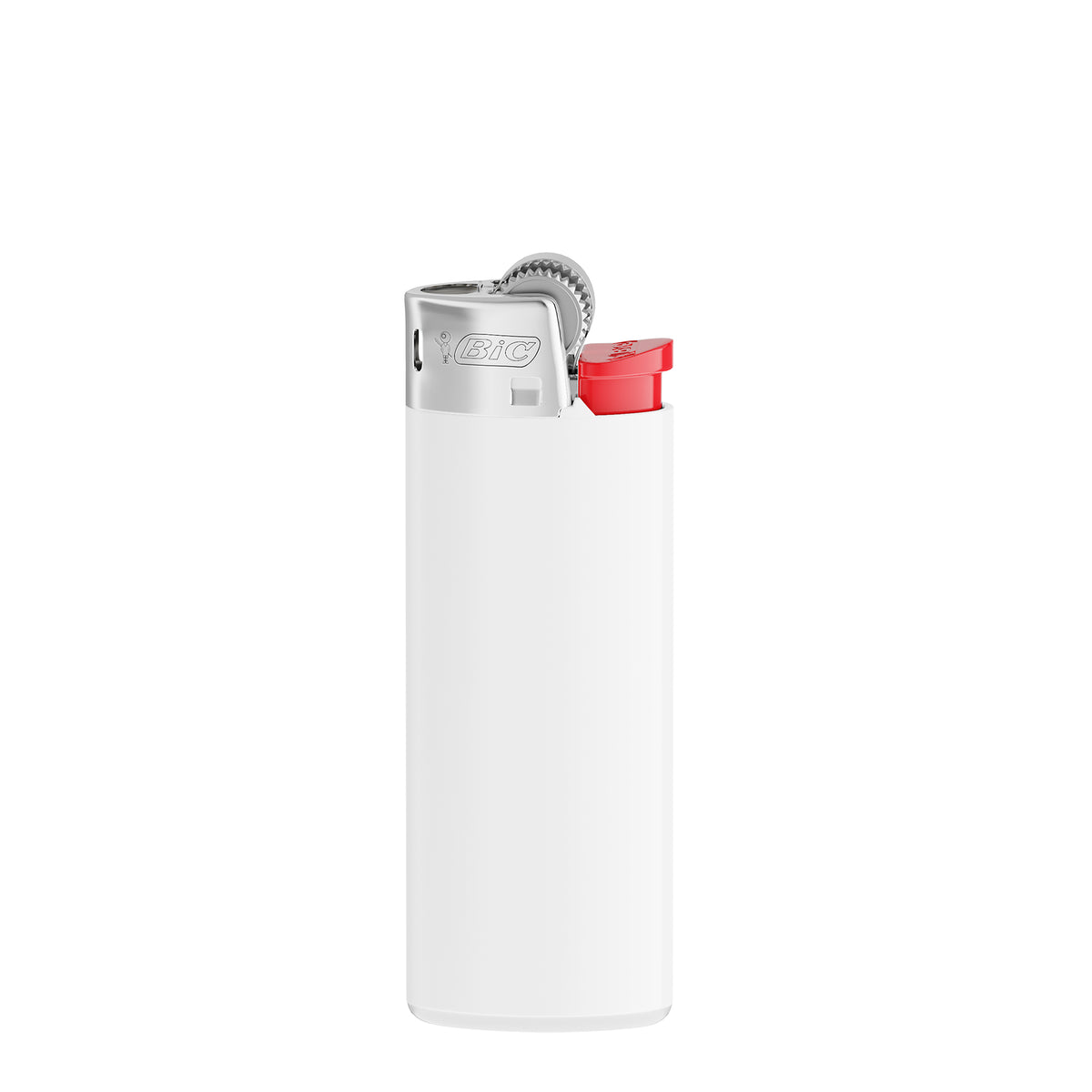 Corps blanc opaque - base blanche - poussoir rouge - capot chrome