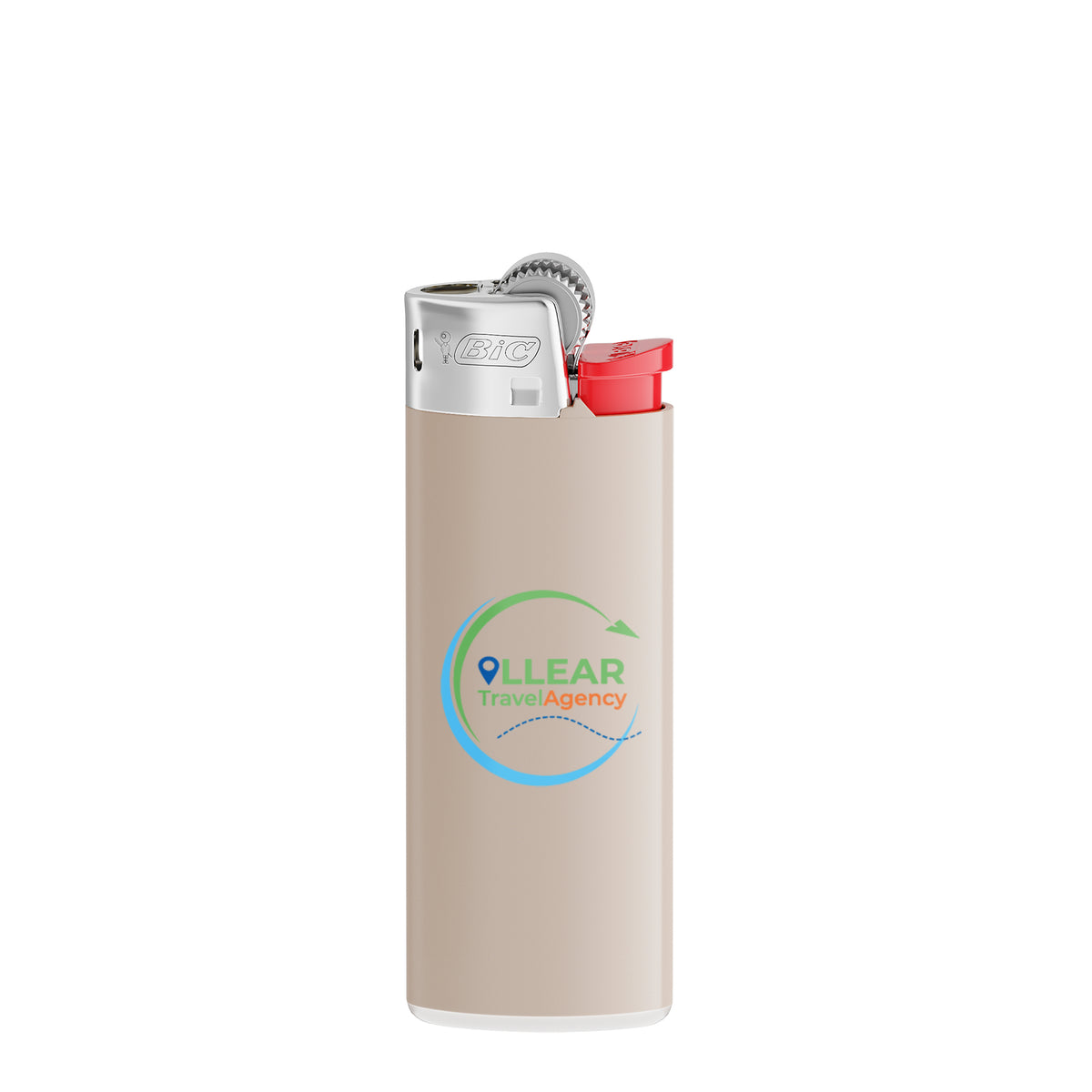Corps gris chaud - base blanche - poussoir rouge - capot chrome