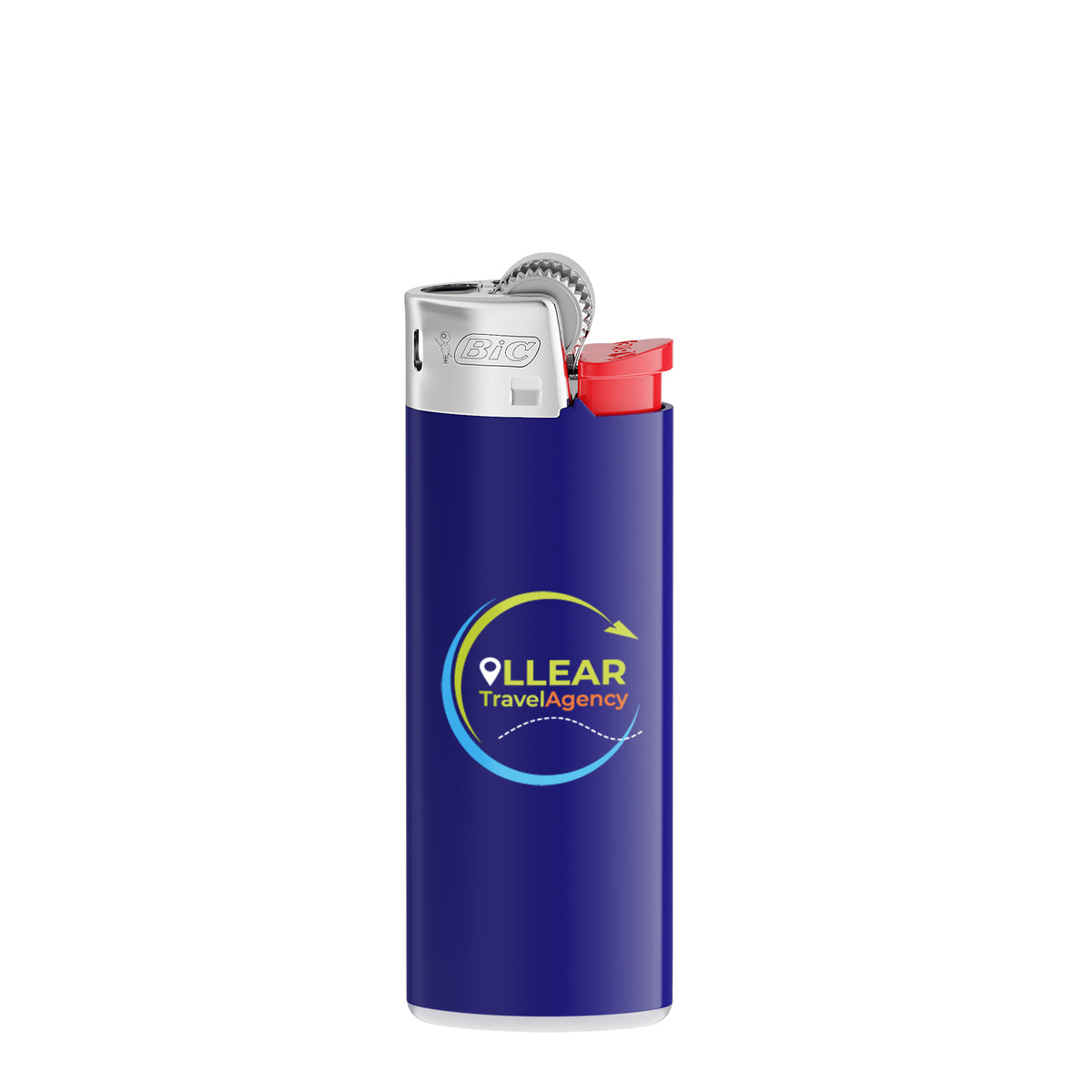 Corps bleu foncé - base blanche - poussoir rouge - capot chrome