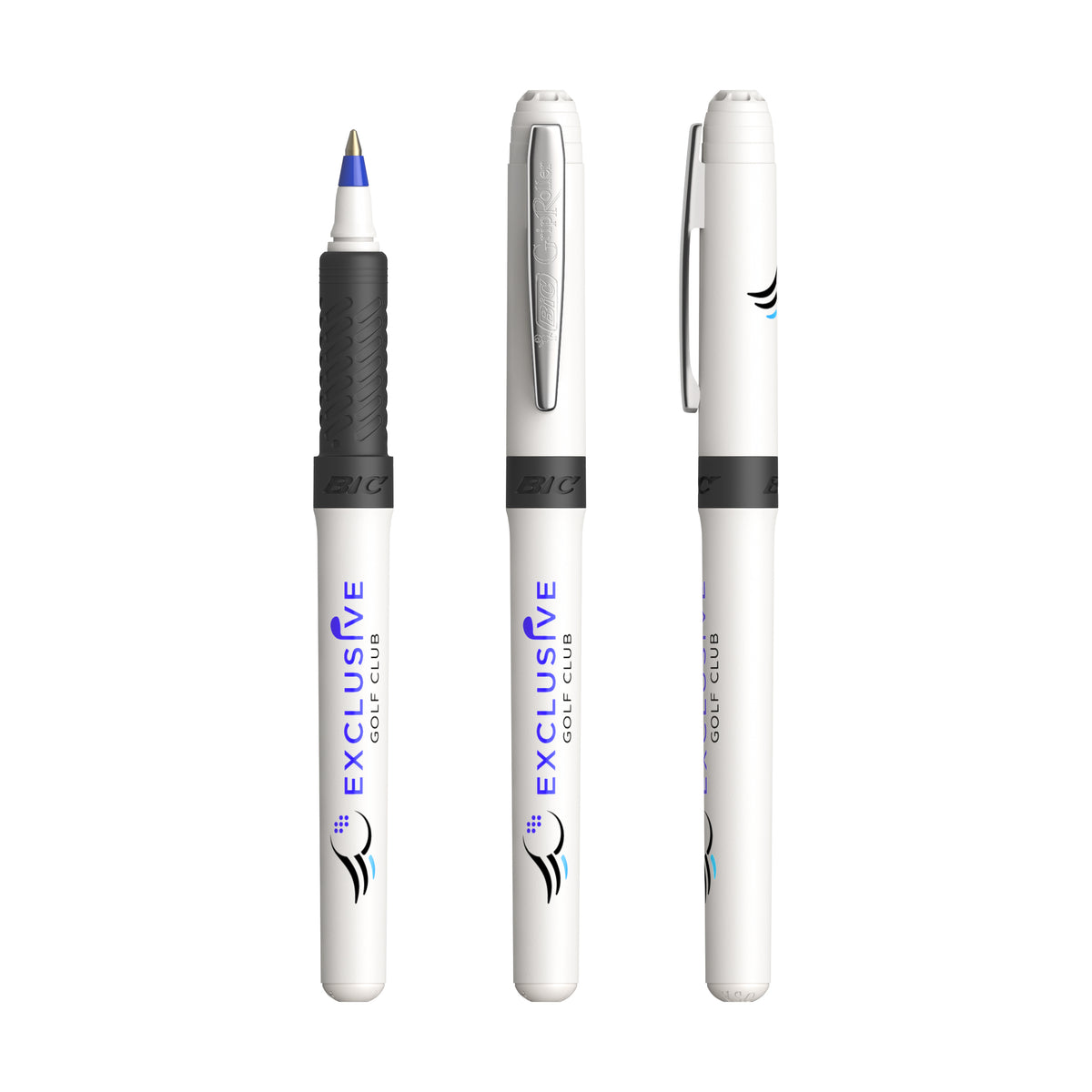 Blanc - Chrome - encre bleue
