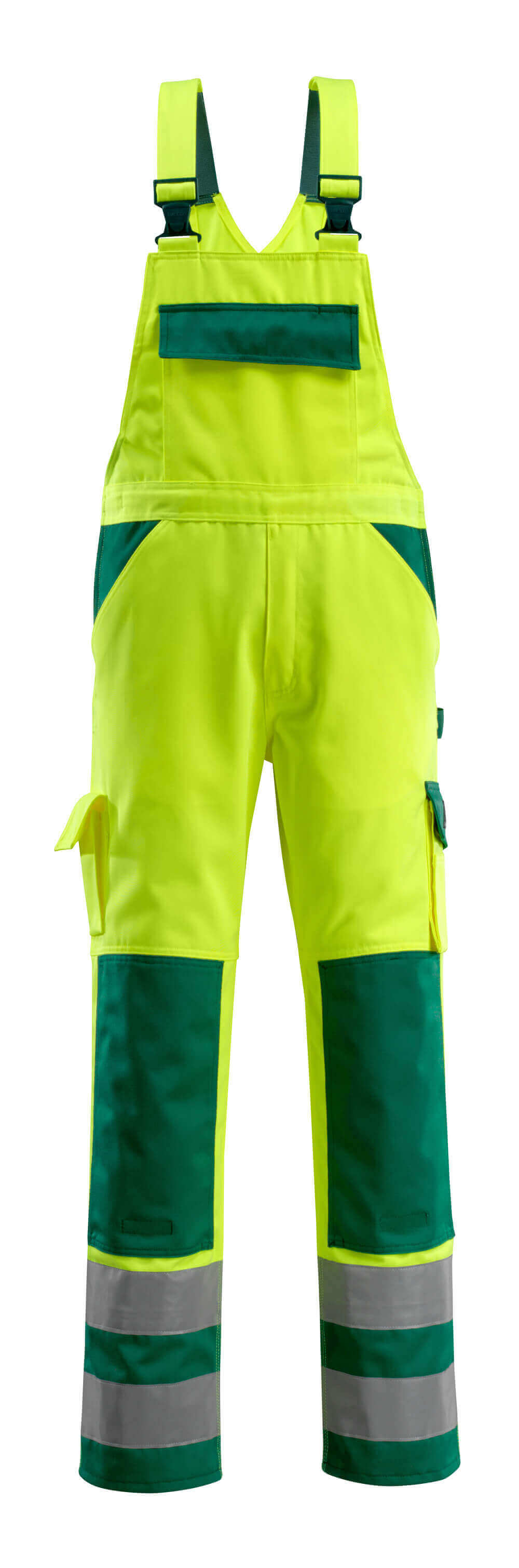 SAFE COMPETE Salopette avec poches genouillères - Hi-vis Jaune/Vert bouteille