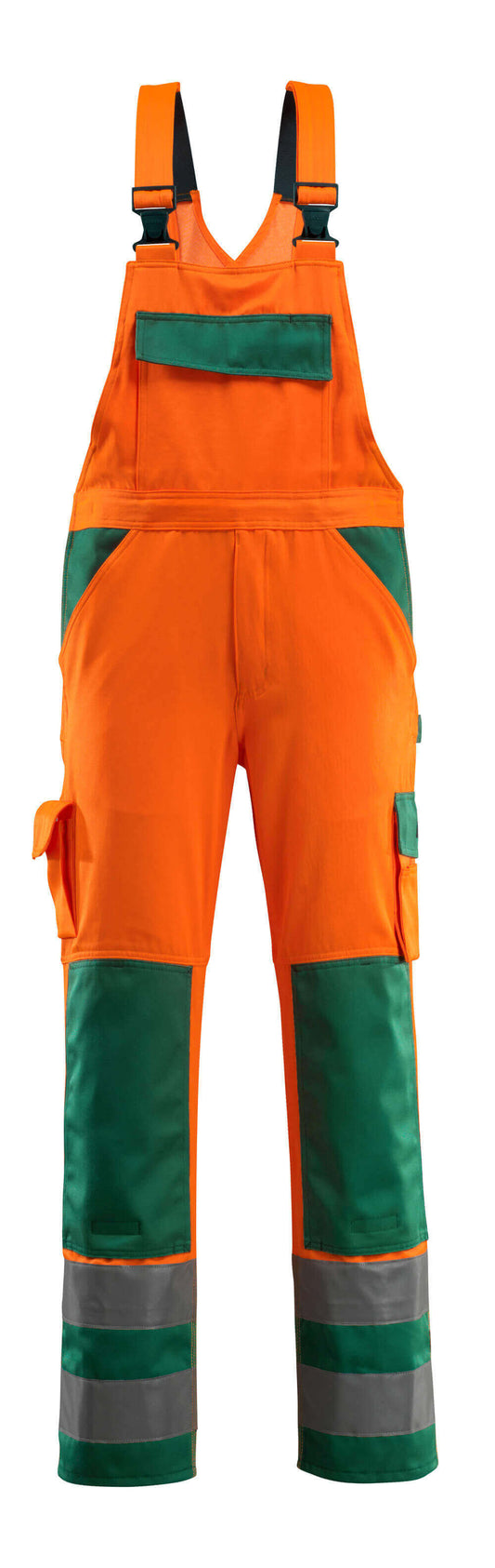 SAFE COMPETE Salopette avec poches genouillères - Hi-vis Orange/Vert bouteille