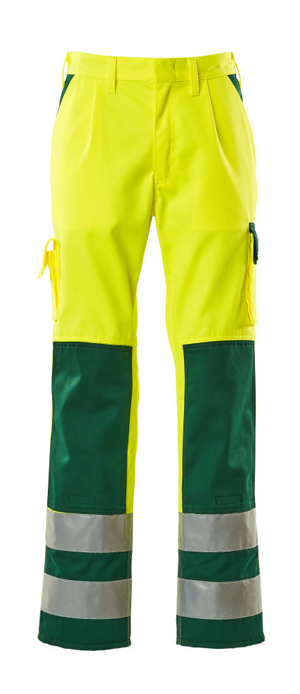 SAFE COMPETE Pantalon avec poches genouillères - Hi-vis Jaune/Vert bouteille