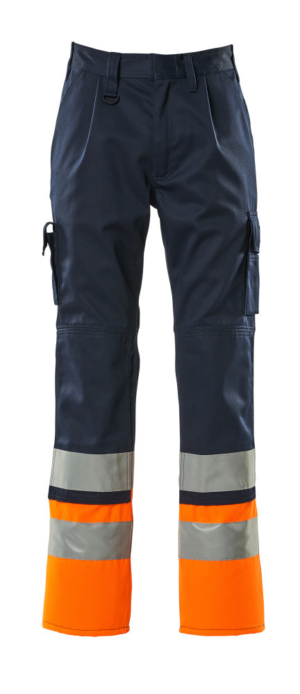 SAFE COMPETE Pantalon avec poches genouillères - Marine/Hi-vis orange