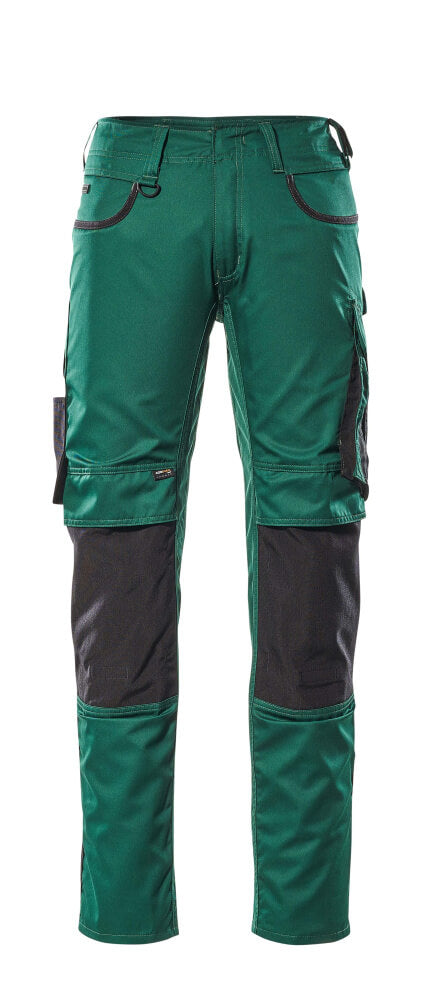 UNIQUE Pantalon avec poches genouillères - Vert bouteille/Noir