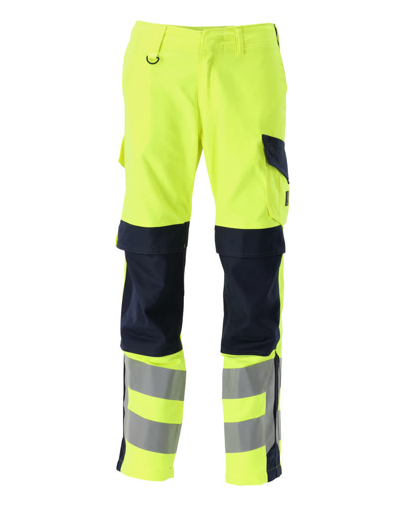 MULTISAFE Pantalon avec poches genouillères - Hi-vis Jaune/Marine foncé