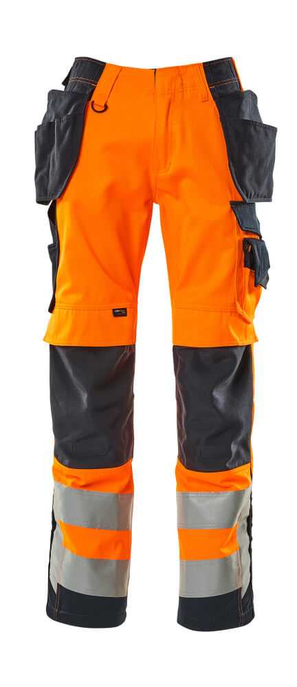 SAFE SUPREME Pantalon avec poches flottantes - Hi-vis Orange/Marine foncé