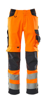 SAFE SUPREME Pantalon avec poches genouillères - Hi-vis Orange/Marine foncé