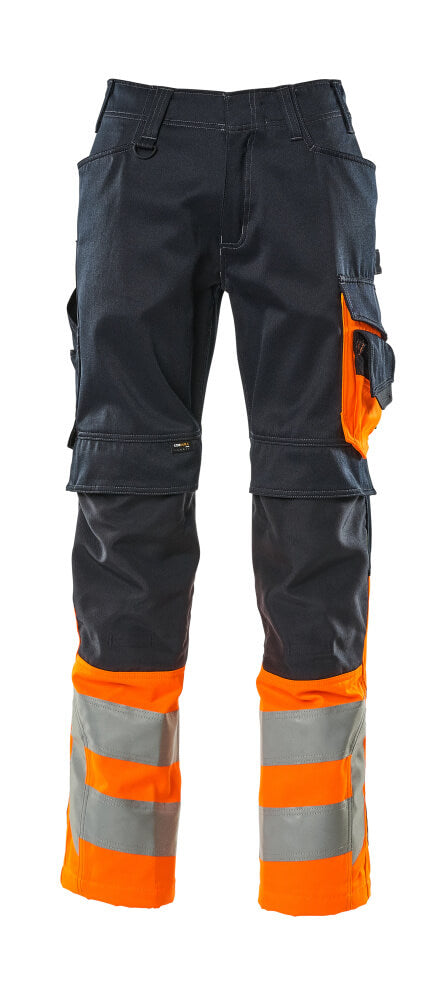 SAFE SUPREME Pantalon avec poches genouillères - Marine foncé/Hi-vis orange
