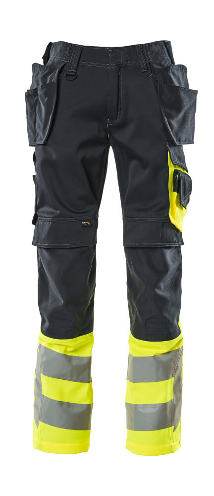 SAFE SUPREME Pantalon avec poches flottantes - Marine foncé/Hi-vis jaune