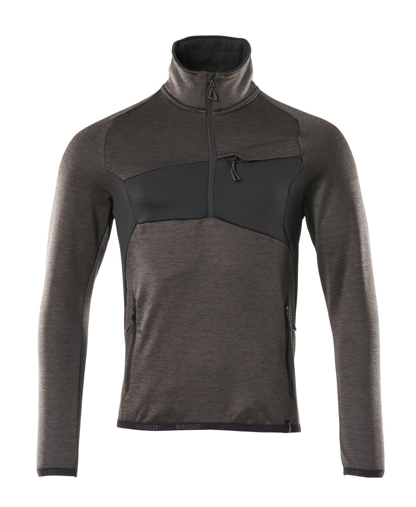 ACCELERATE Pull polaire demi-zippé - Anthracite foncé/Noir