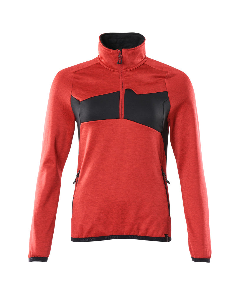 ACCELERATE Pull polaire demi-zippé - Rouge trafic/Noir