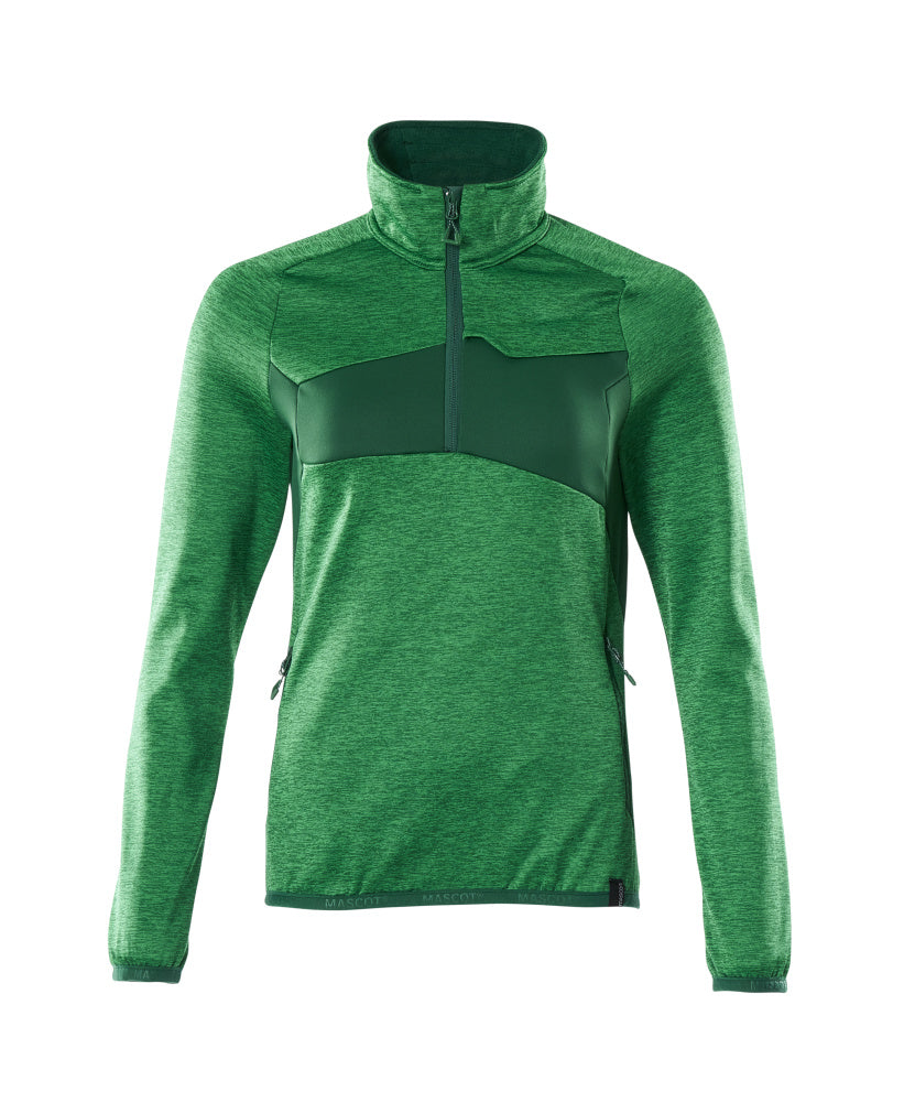 ACCELERATE Pull polaire demi-zippé - Vert gazon/Vert bouteille