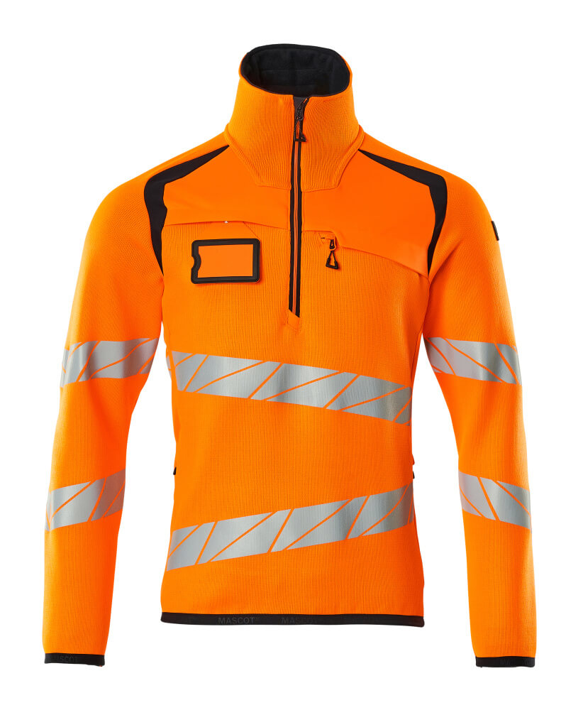 ACCELERATE SAFE Pull demi-zippé - Hi-vis Orange/Marine foncé