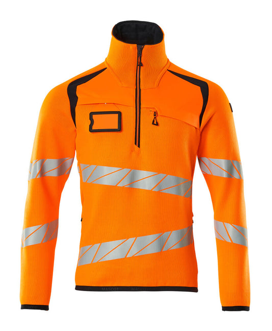 ACCELERATE SAFE Pull demi-zippé - Hi-vis Orange/Marine foncé
