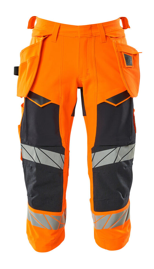 ACCELERATE SAFE Pantacourt avec poches flottantes - Hi-vis Orange/Marine foncé