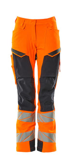 ACCELERATE SAFE Pantalon avec poches genouillères - Hi-vis Orange/Marine foncé