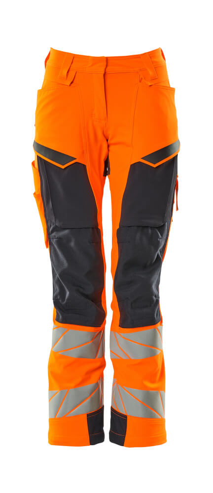 ACCELERATE SAFE Pantalon avec poches genouillères - Hi-vis Orange/Marine foncé