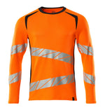 ACCELERATE SAFE T-shirt, manches longues - Hi-vis Orange/Marine foncé