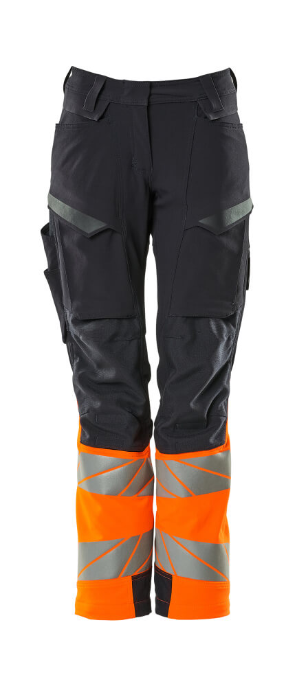 ACCELERATE SAFE Pantalon avec poches genouillères - Marine foncé/Hi-vis orange
