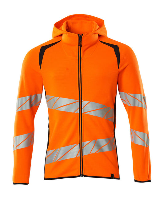 ACCELERATE SAFE Sweat capuche zippé - Hi-vis Orange/Marine foncé