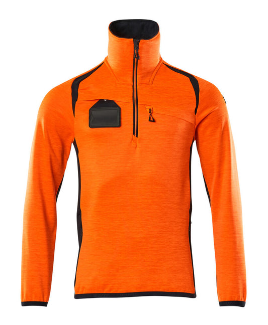 ACCELERATE SAFE Pull polaire demi-zippé - Hi-vis Orange/Marine foncé