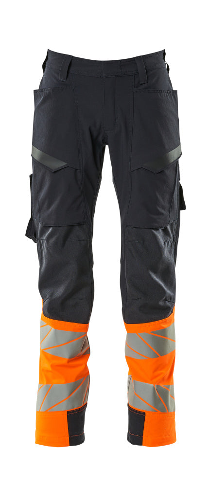 ACCELERATE SAFE Pantalon avec poches cuisse - Marine foncé/Hi-vis orange