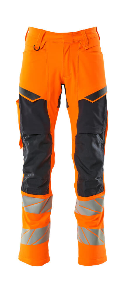 ACCELERATE SAFE Pantalon avec poches genouillères - Hi-vis Orange/Marine foncé