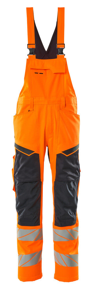 ACCELERATE SAFE Salopette avec poches genouillères - Hi-vis Orange/Marine foncé