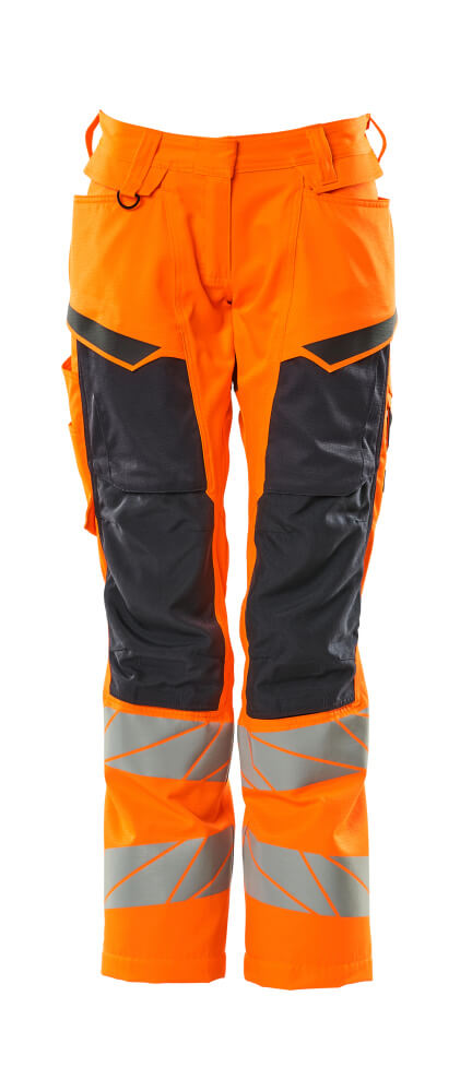 ACCELERATE SAFE Pantalon avec poches genouillères - Hi-vis Orange/Marine foncé