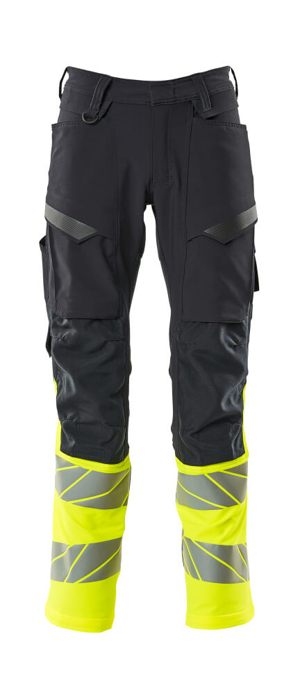 ACCELERATE SAFE Pantalon avec poches genouillères - Marine foncé/Hi-vis jaune